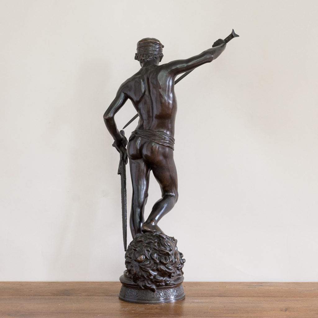 Nineteenth century French bronze of David slaying Goliath,