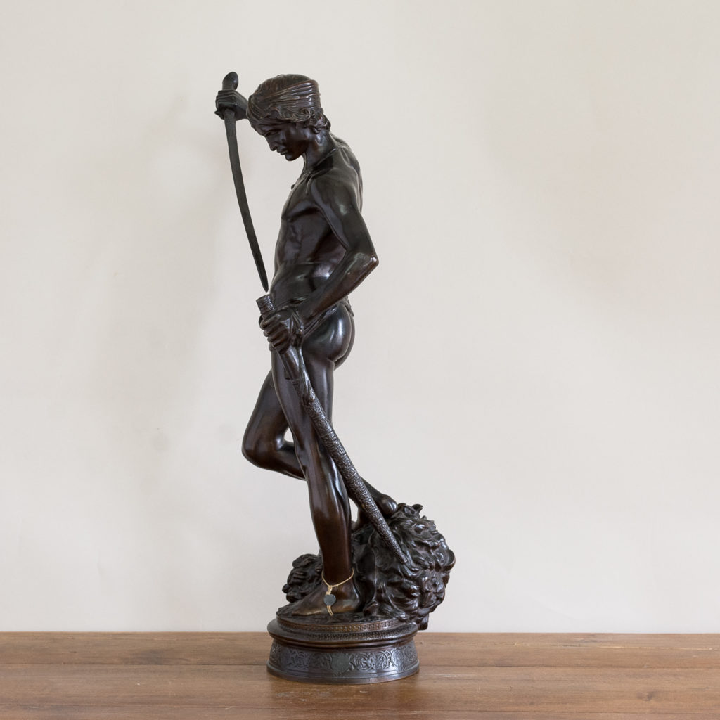 Nineteenth century French bronze of David slaying Goliath,