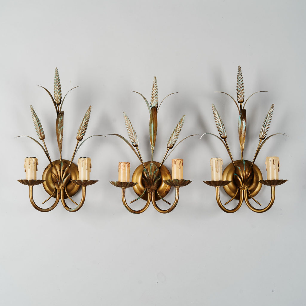 Gilt wheatsheaf sconce lights,-0