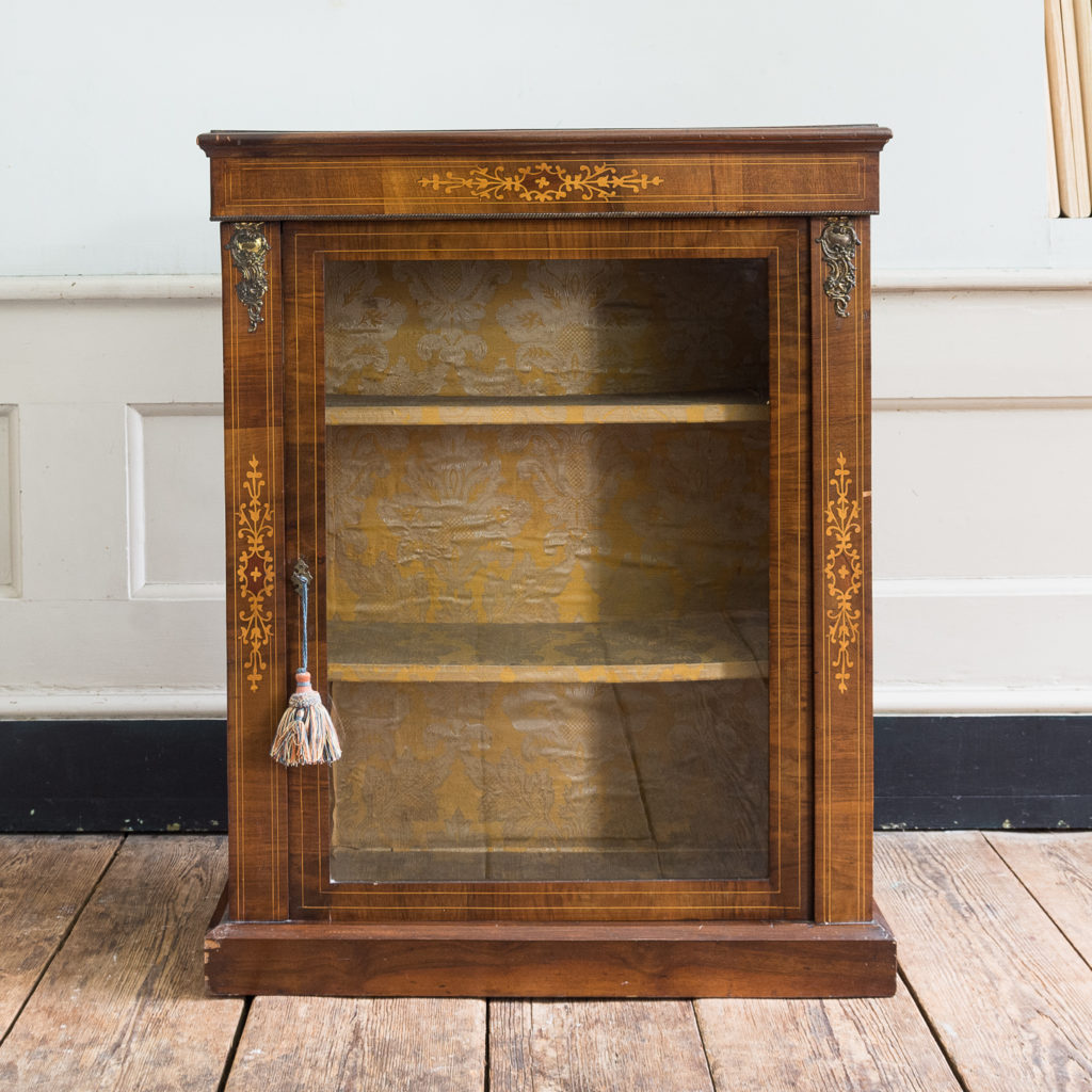 Late nineteenth century inlaid walnut pier cabinet,