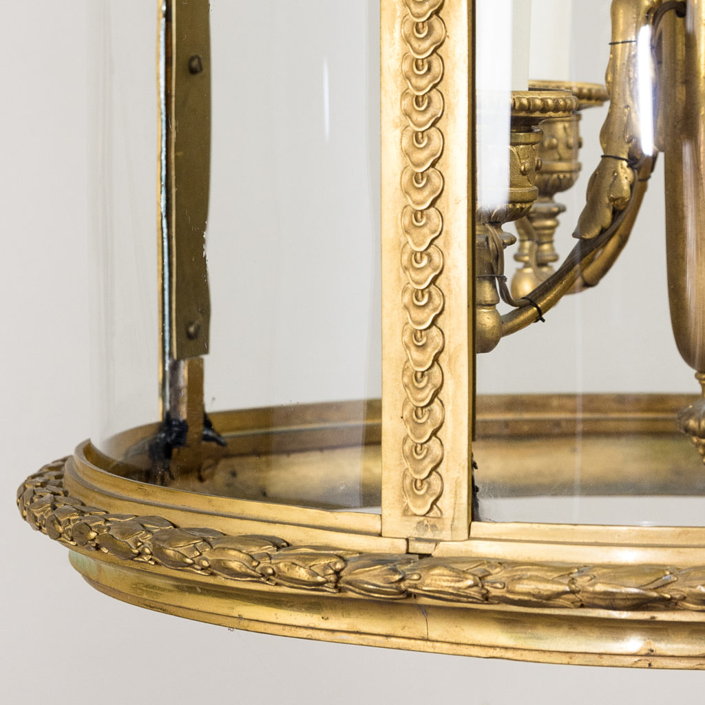 Louis XVI style gilt-bronze cylindrical hall lantern, -136907