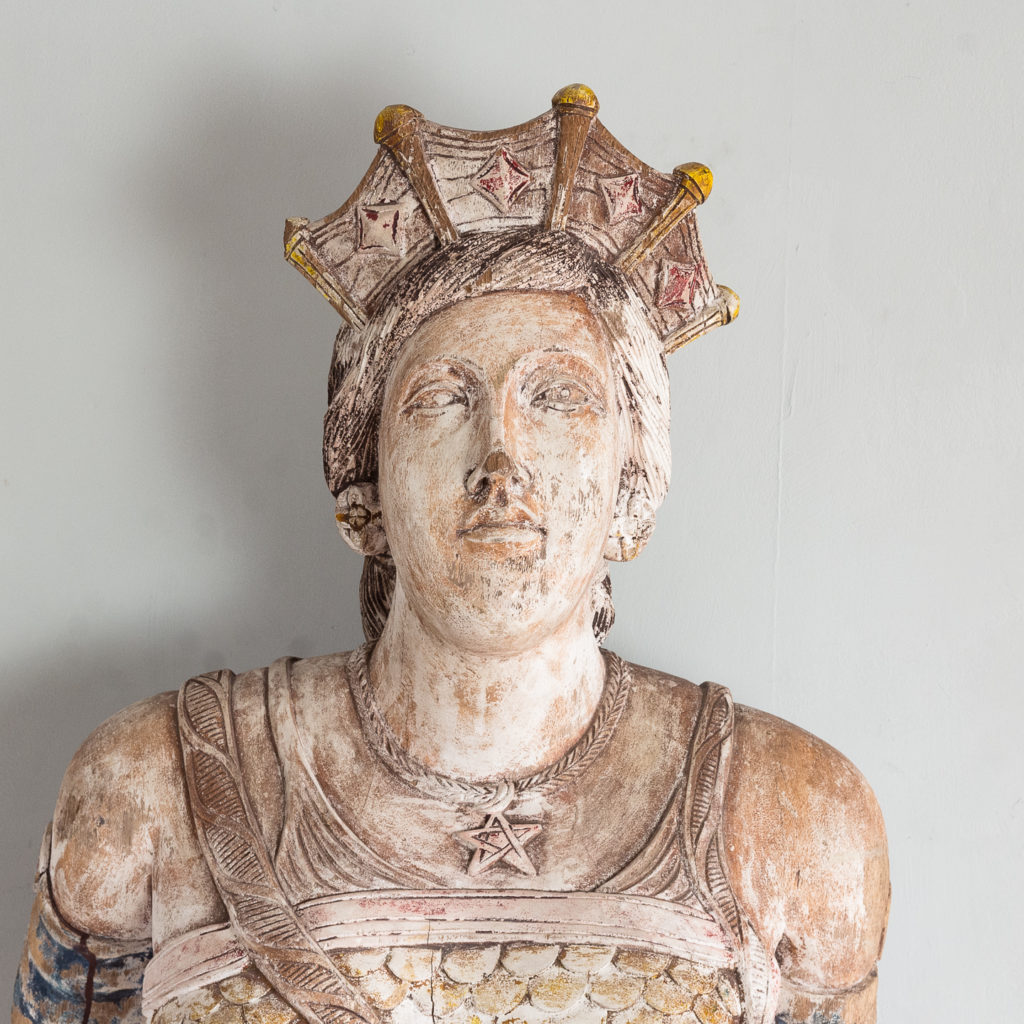 Early twentieth century English carved figurehead of Queen Boudica,