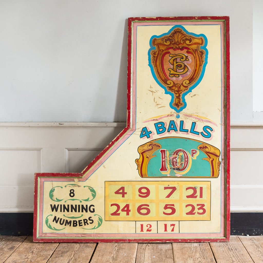 Pair of English mid-twentieth century painted fairground panels,