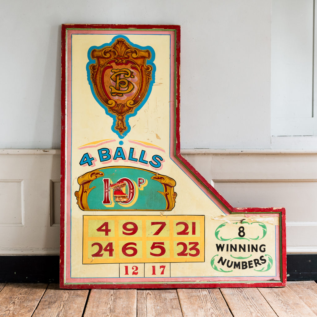 Pair of English mid-twentieth century painted fairground panels,