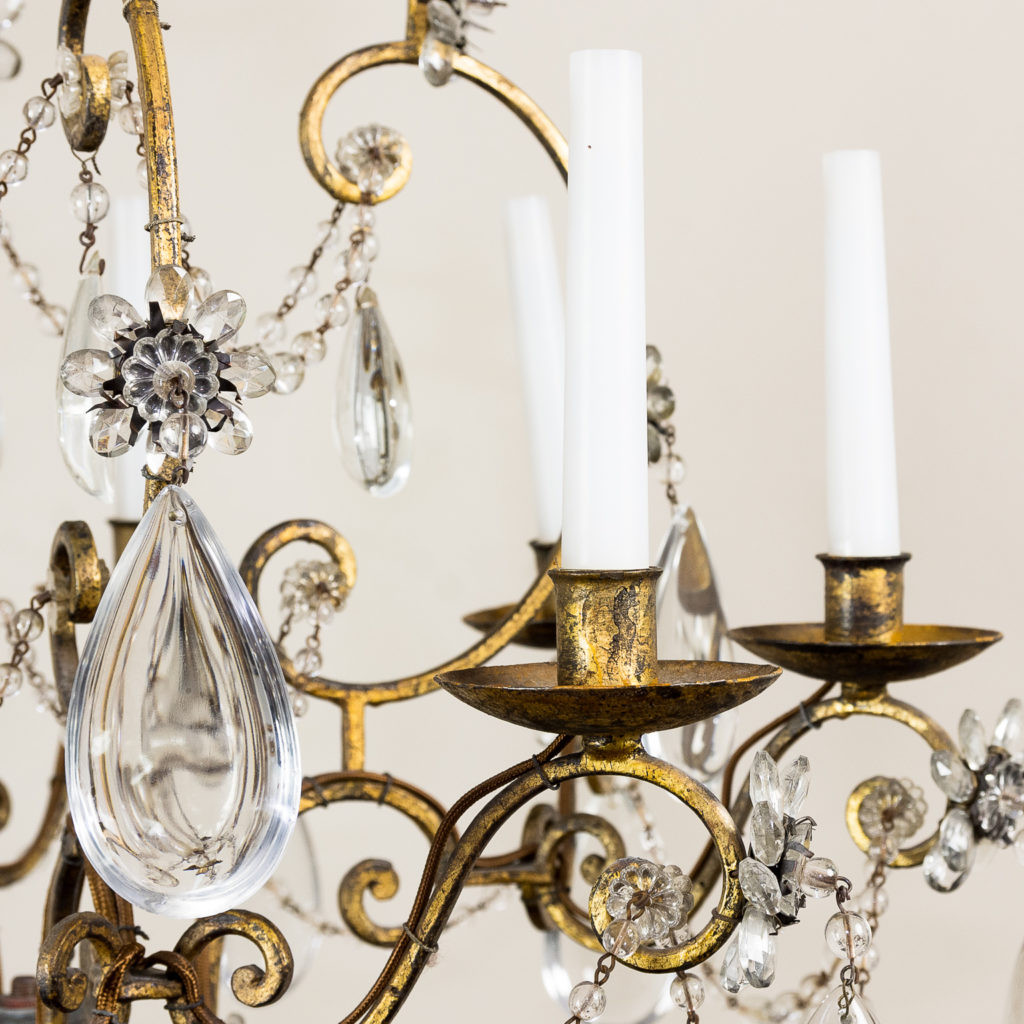 Twentieth century French gilt-metal eight light chandelier, -136941