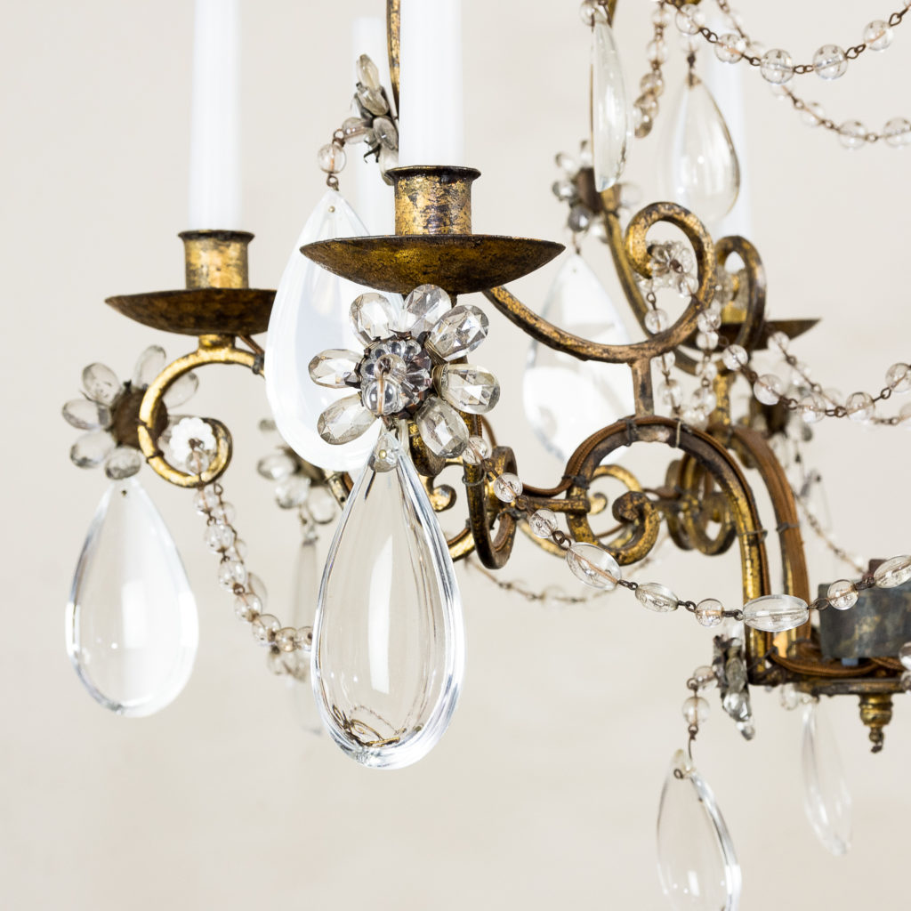 Twentieth century French gilt-metal eight light chandelier, -136943