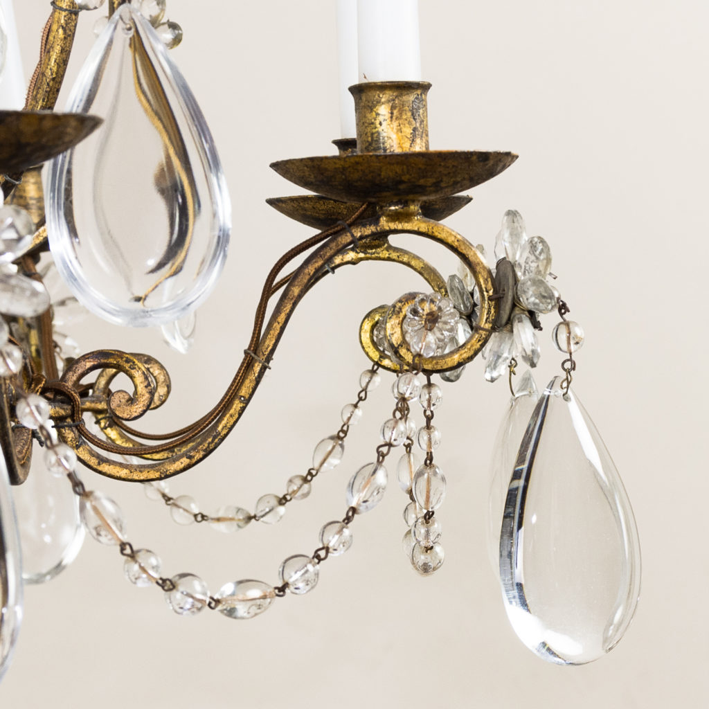 Twentieth century French gilt-metal eight light chandelier, -136945