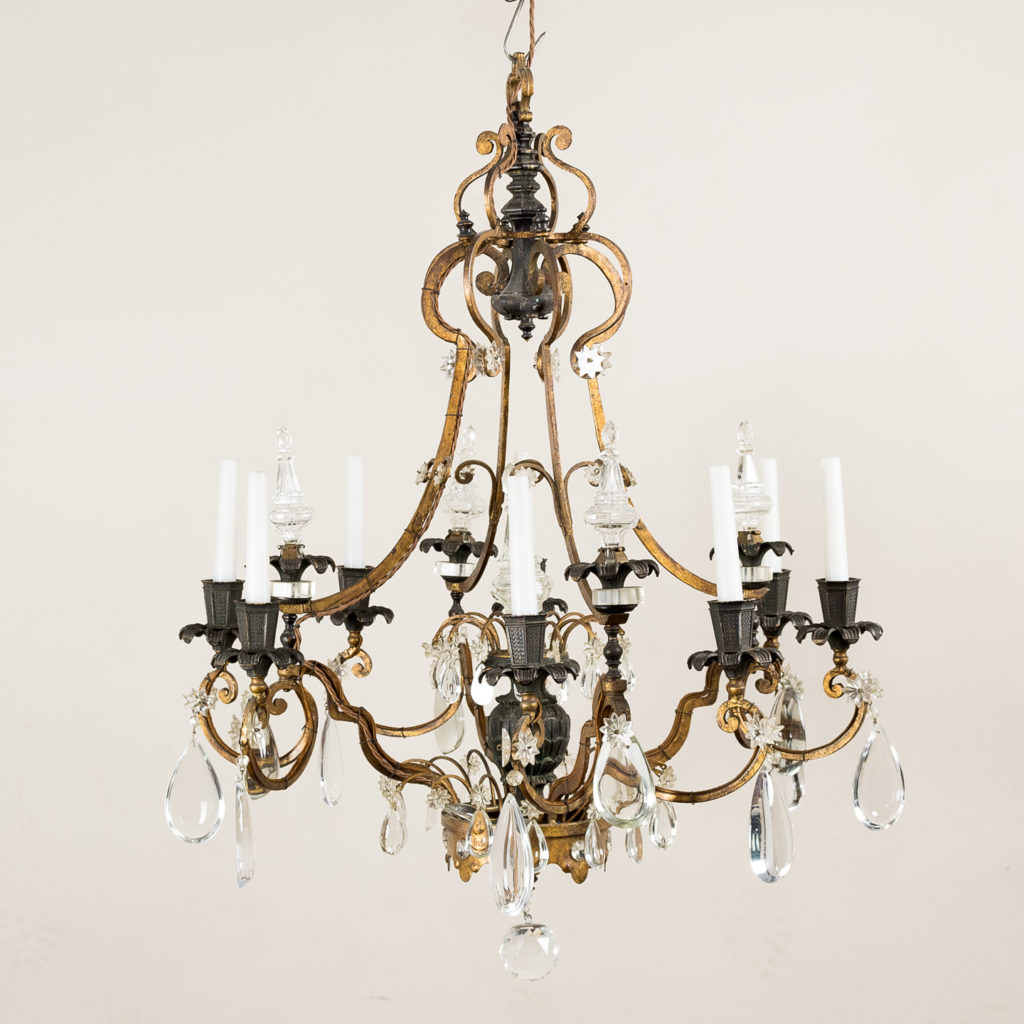 Early twentieth century French parcel-gilt metal chandelier,