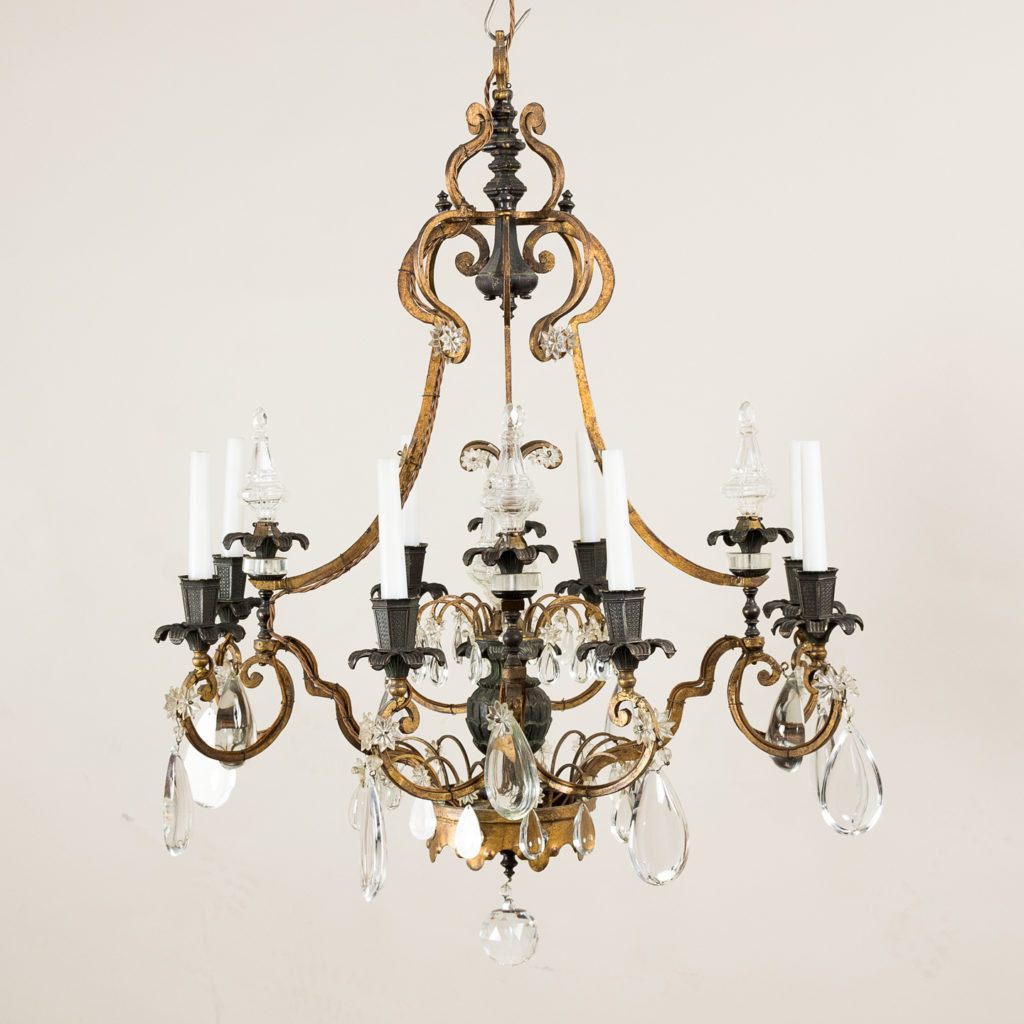 Early twentieth century French parcel-gilt metal chandelier,