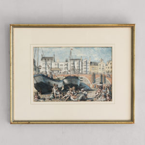 Pair of watercolour and ink paintings of Brighton Beach by George Charlton