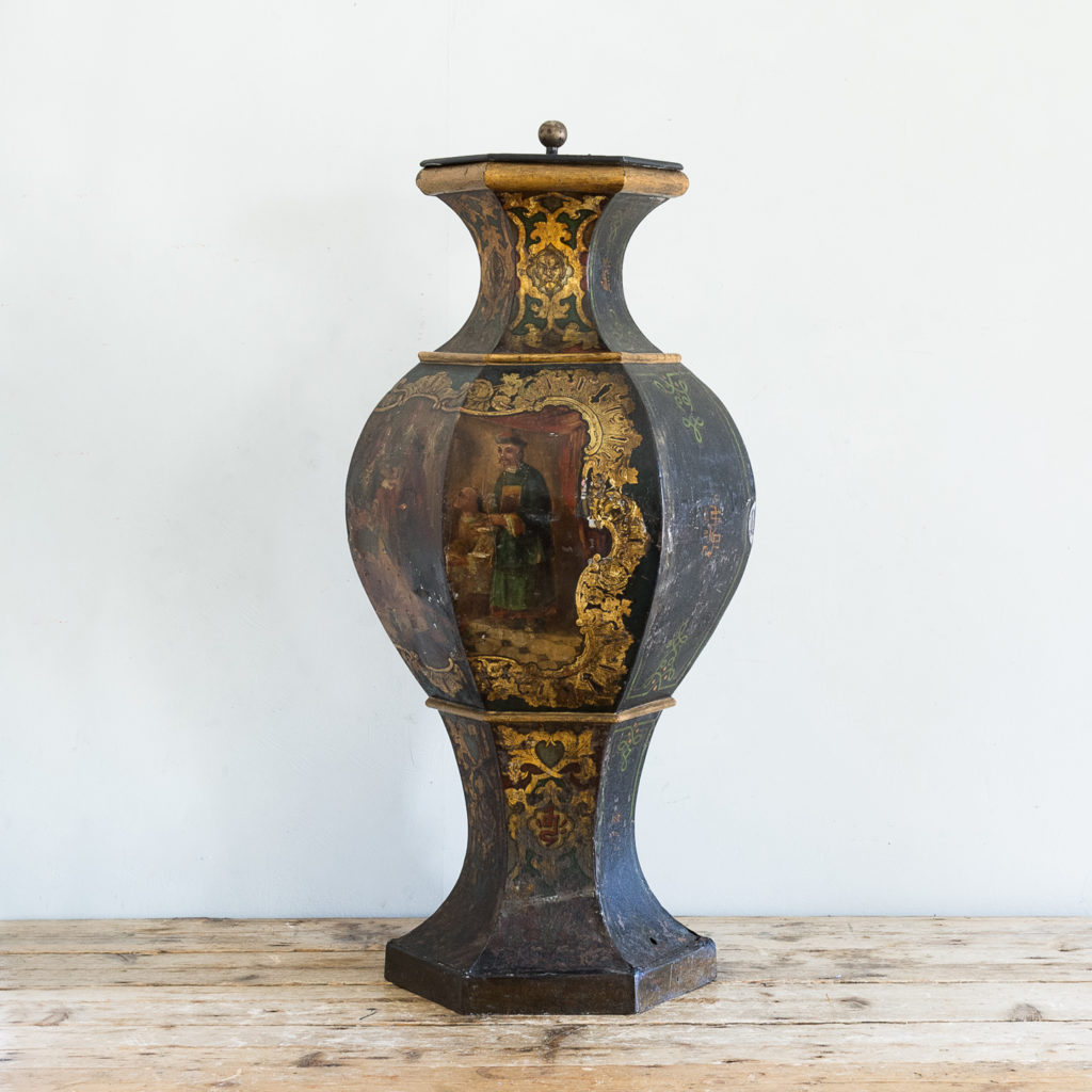 Large Victorian toleware tea canister,