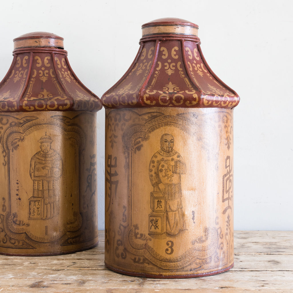 Pair of toleware tea canisters, -137318