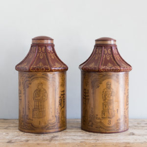 Pair of toleware tea canisters, in the nineteenth century style