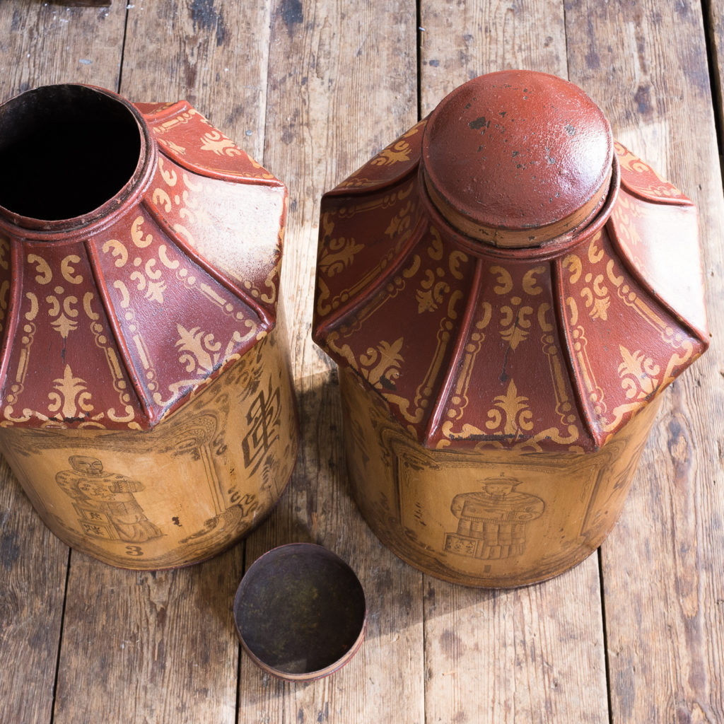 Pair of toleware tea canisters, -137325