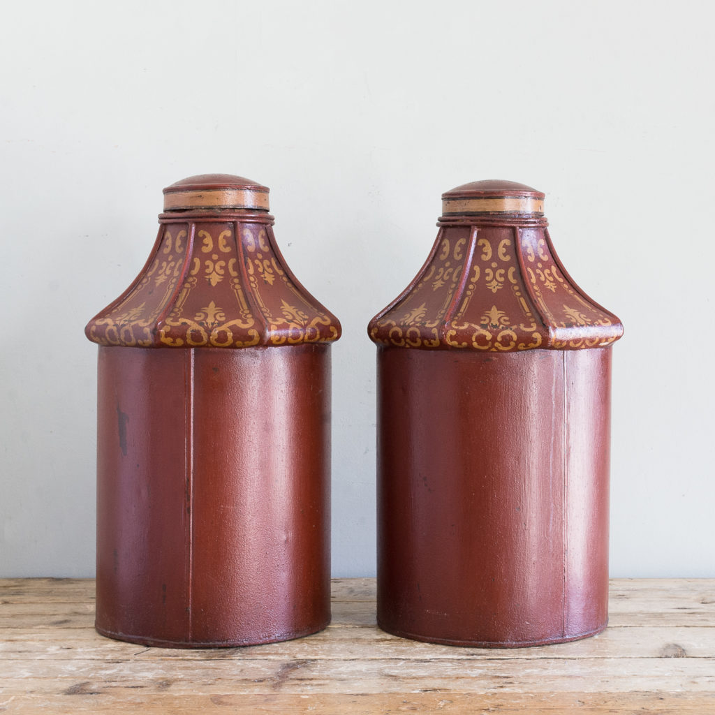 Pair of toleware tea canisters, -137306