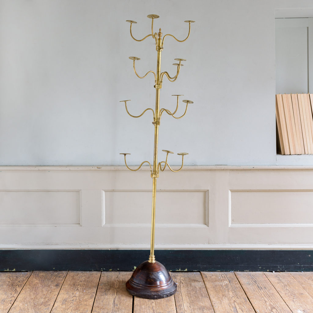 Edwardian brass and mahogany shop-display hat stand,