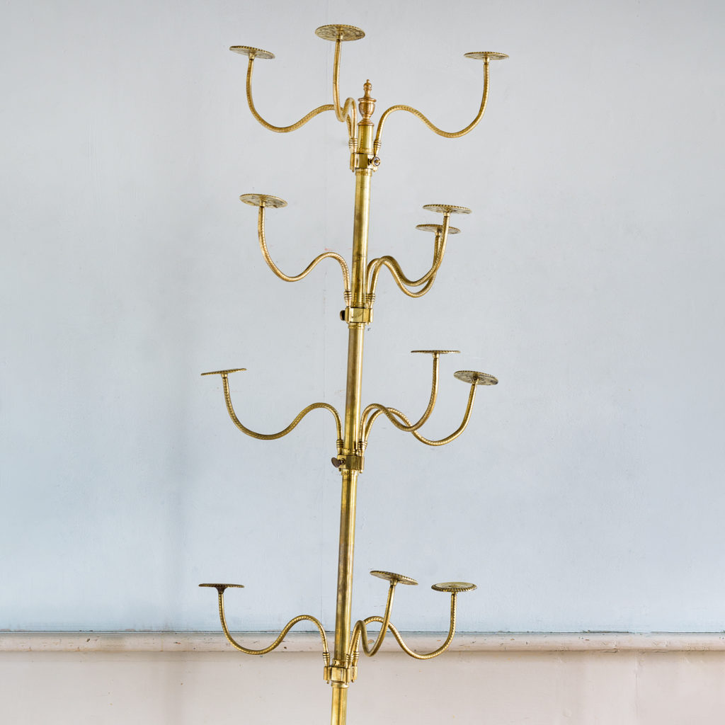Edwardian brass and mahogany shop-display hat stand,