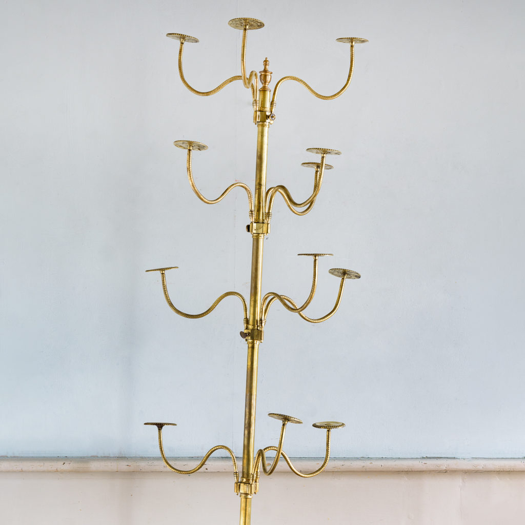 Edwardian brass and mahogany shop-display hat stand,