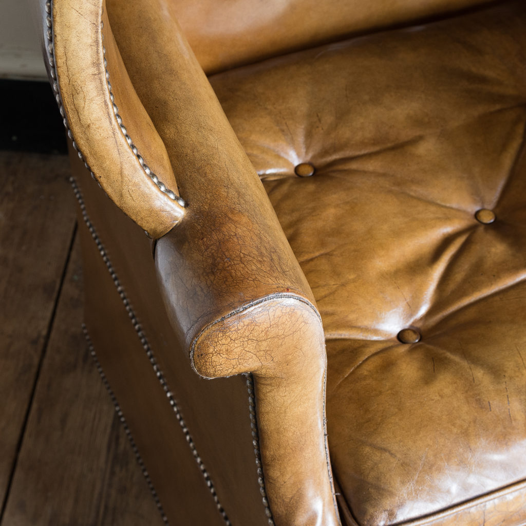 Tan leather upholstered porter’s chair,-137915