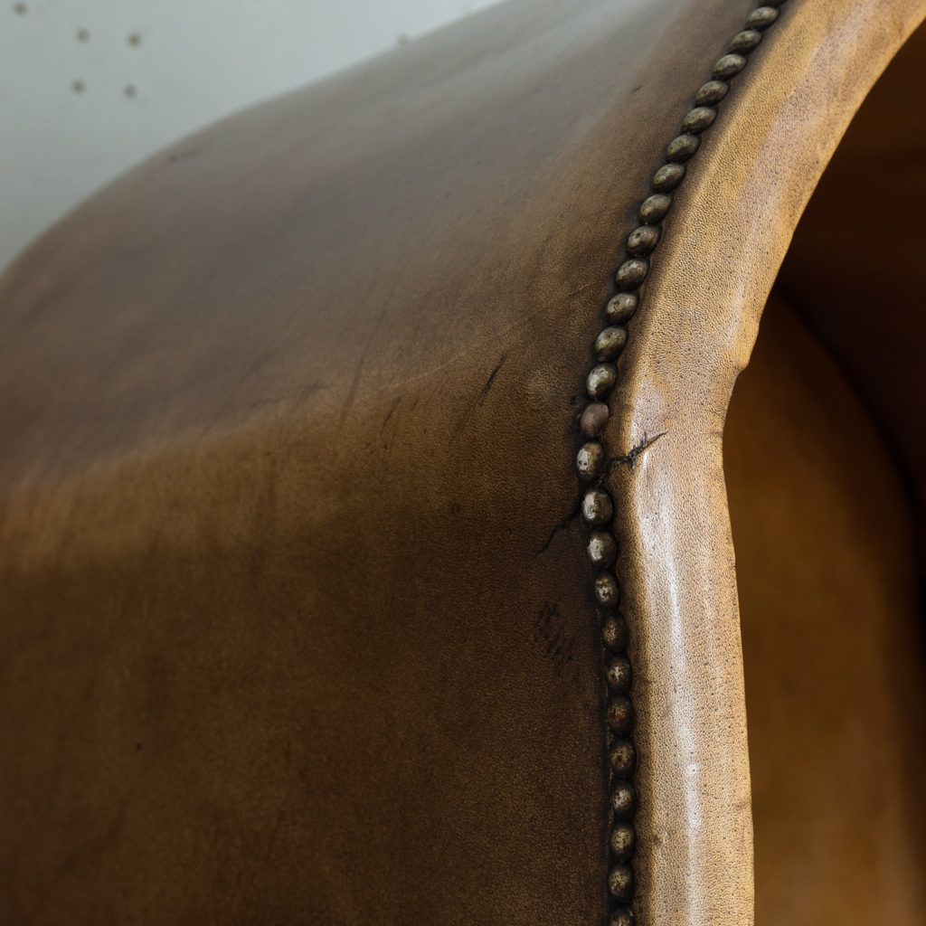 Tan leather upholstered porter’s chair,-137917