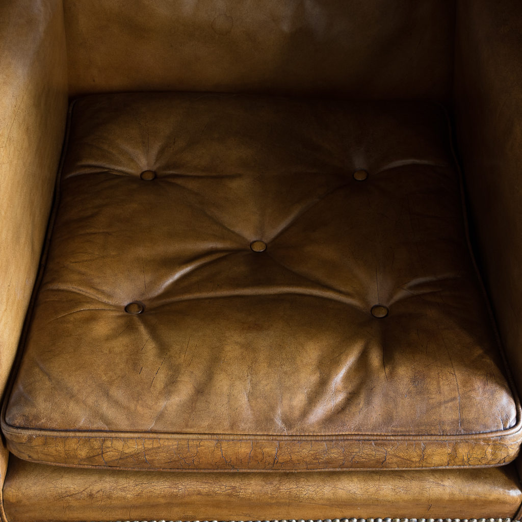 Tan leather upholstered porter’s chair,-137918