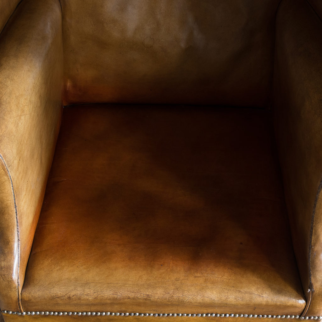 Tan leather upholstered porter’s chair,-137919