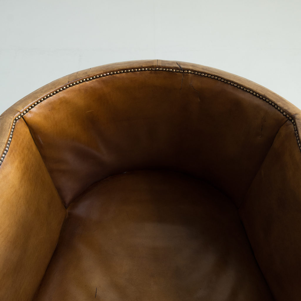 Tan leather upholstered porter’s chair,-137922