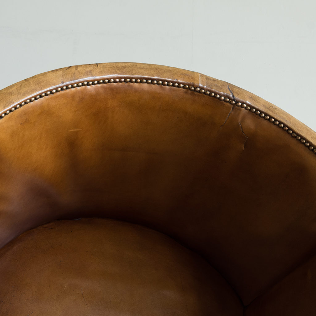 Tan leather upholstered porter’s chair,-137923