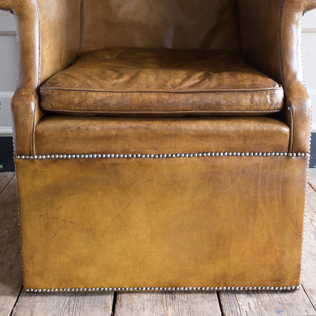 Tan leather upholstered porter’s chair,-137911