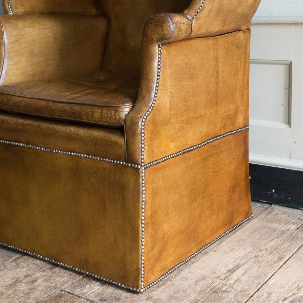 Tan leather upholstered porter’s chair,-137912