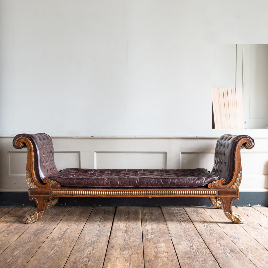 Regency faux-rosewood parcel-gilt daybed,-0