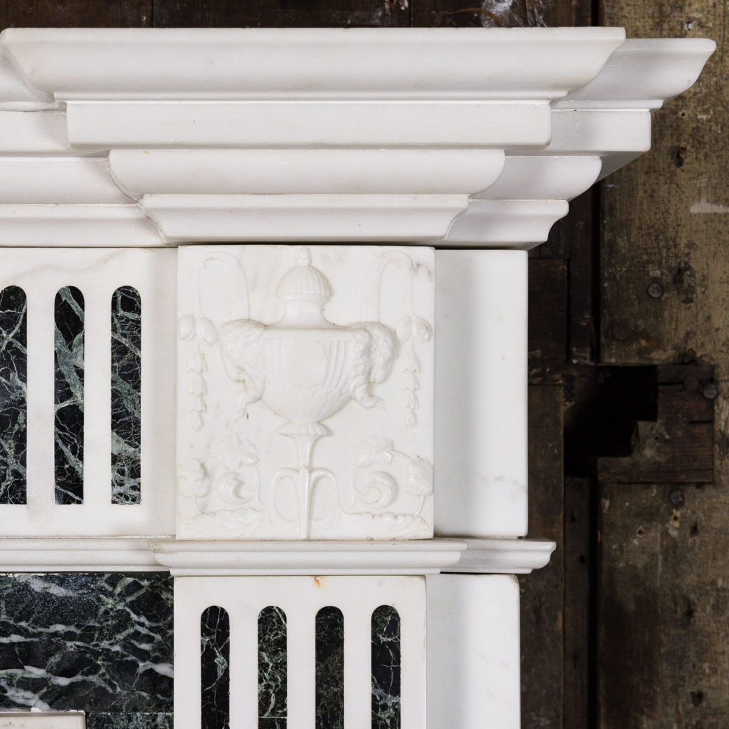 George III style Statuary and Verde Antico marble chimneypiece,-137845