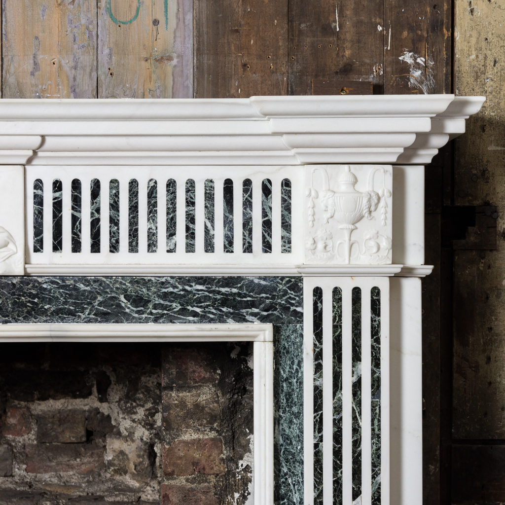 George III style Statuary and Verde Antico marble chimneypiece,-137834