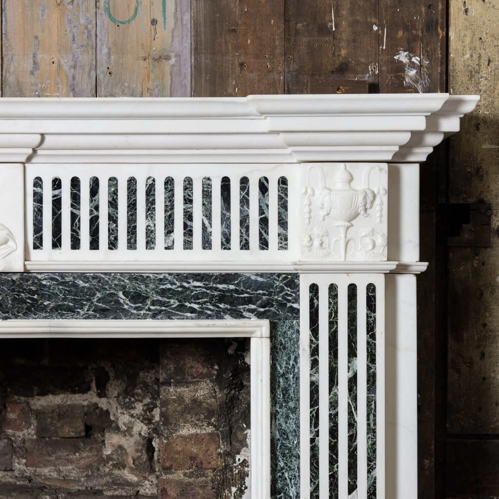 George III style Statuary and Verde Antico marble chimneypiece,-137834