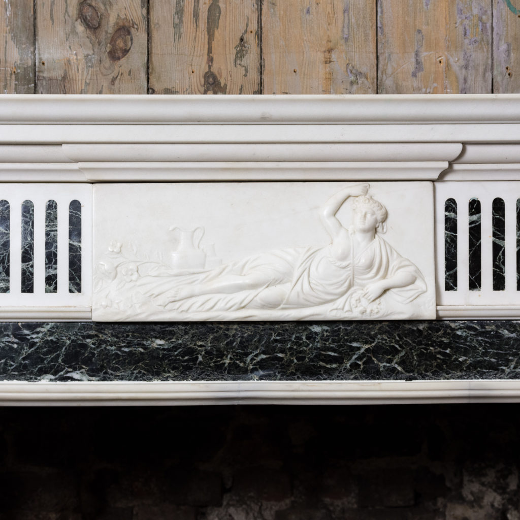 George III style Statuary and Verde Antico marble chimneypiece,-137833