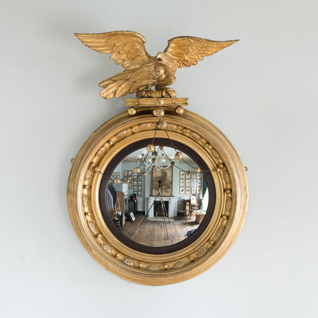 Large nineteenth century gilt convex mirror,