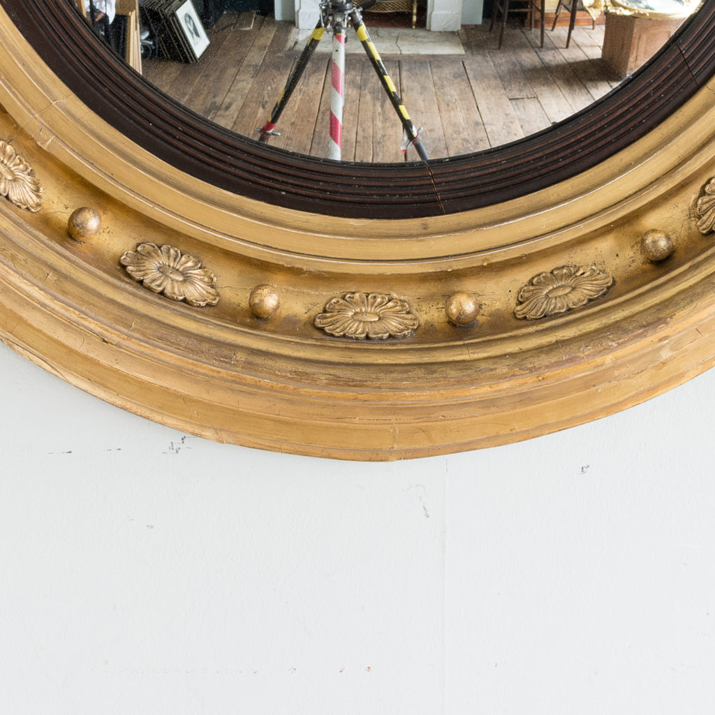 Large nineteenth century gilt convex mirror, -137680