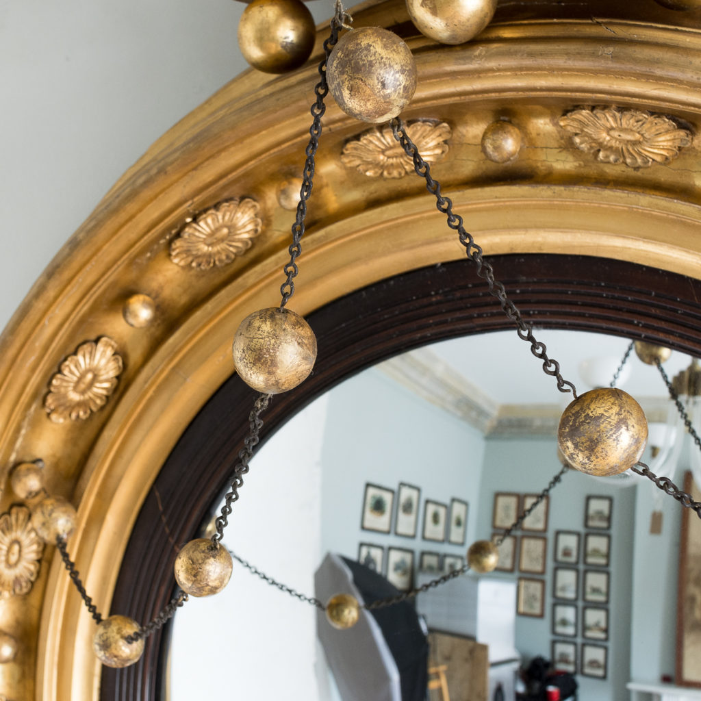 Large nineteenth century gilt convex mirror, -137672