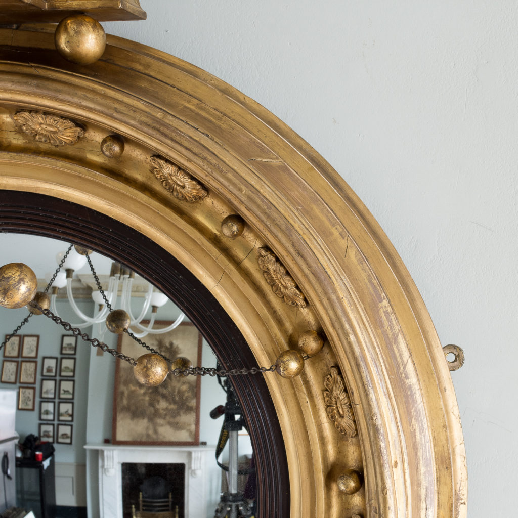 Large nineteenth century gilt convex mirror, -137675