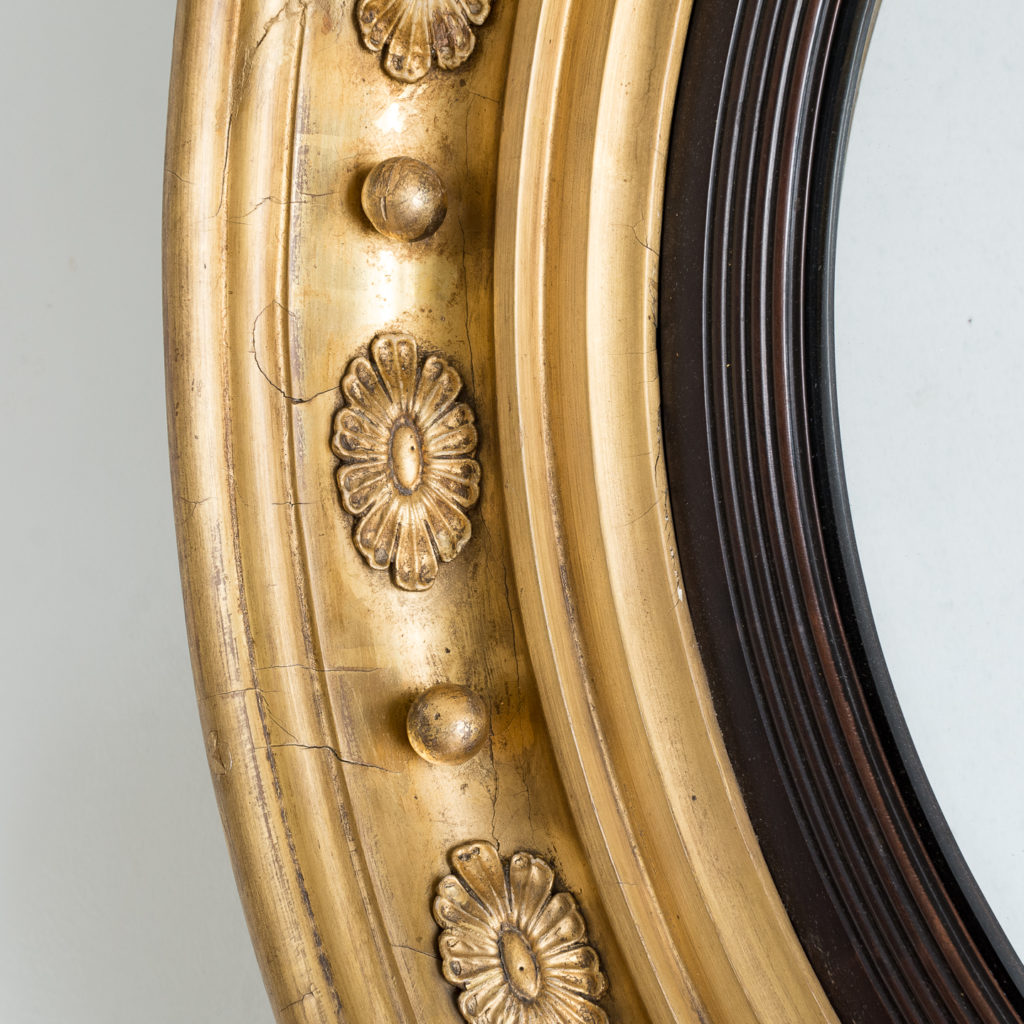 Large nineteenth century gilt convex mirror, -137678