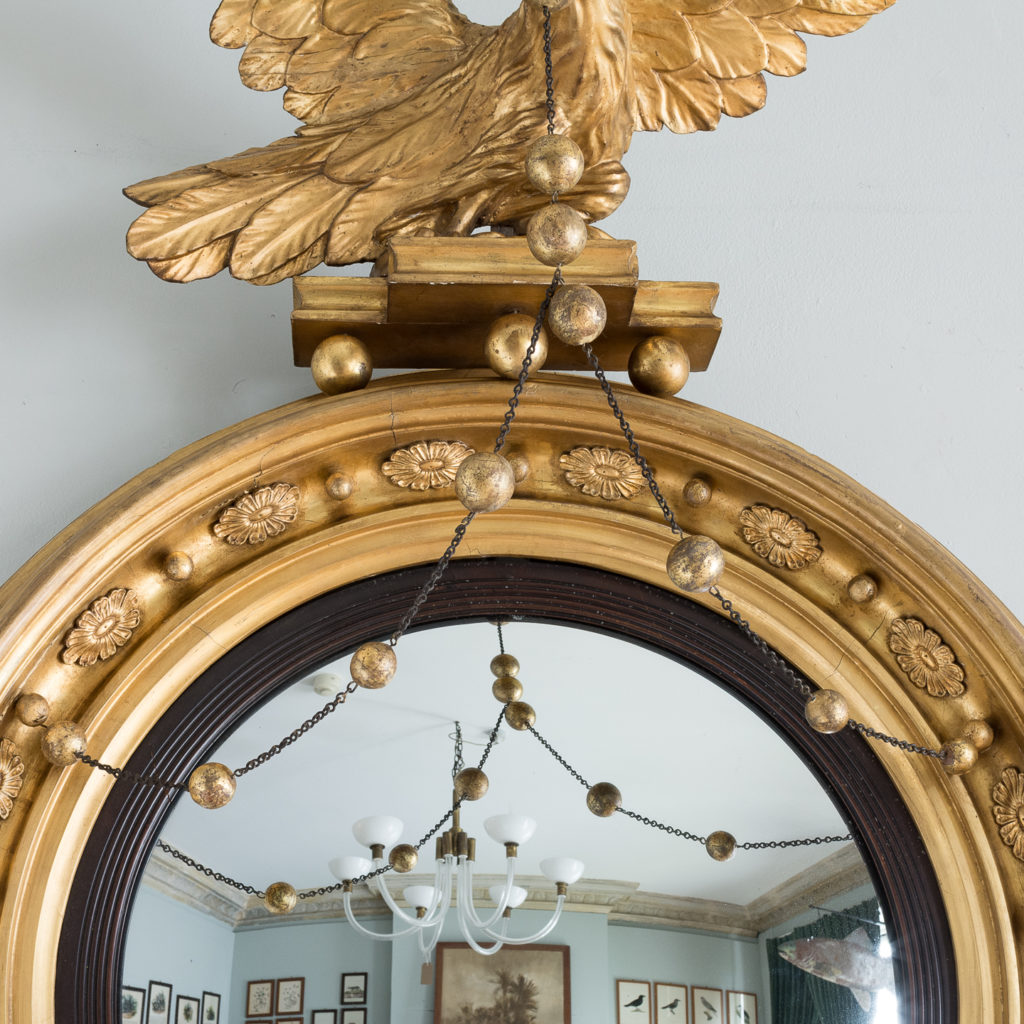 Large nineteenth century gilt convex mirror, -137679