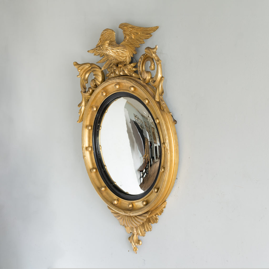 Regency style giltwood convex mirror, -137685