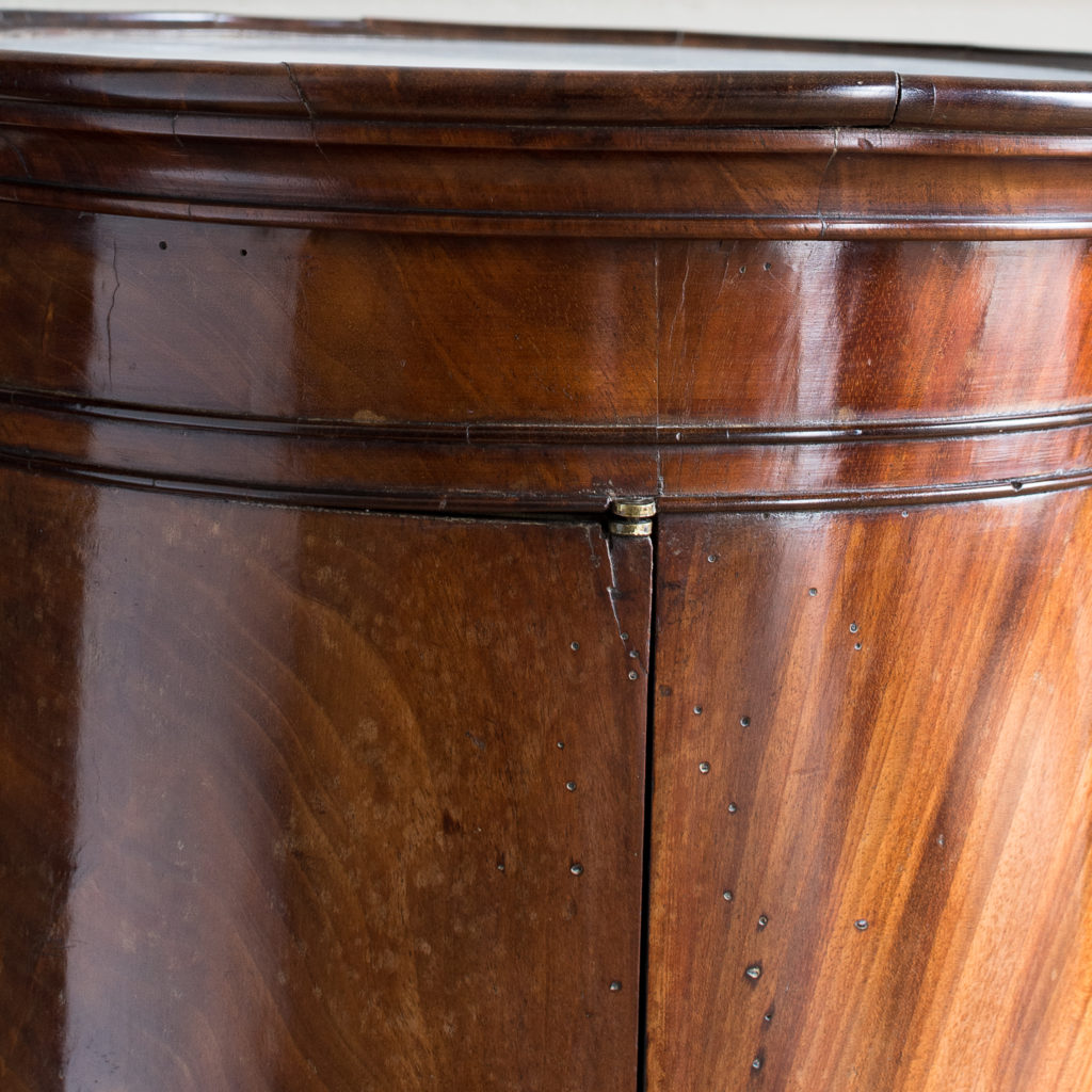 Nineteenth century flame mahogany cylindrical pot cupboard,-137972