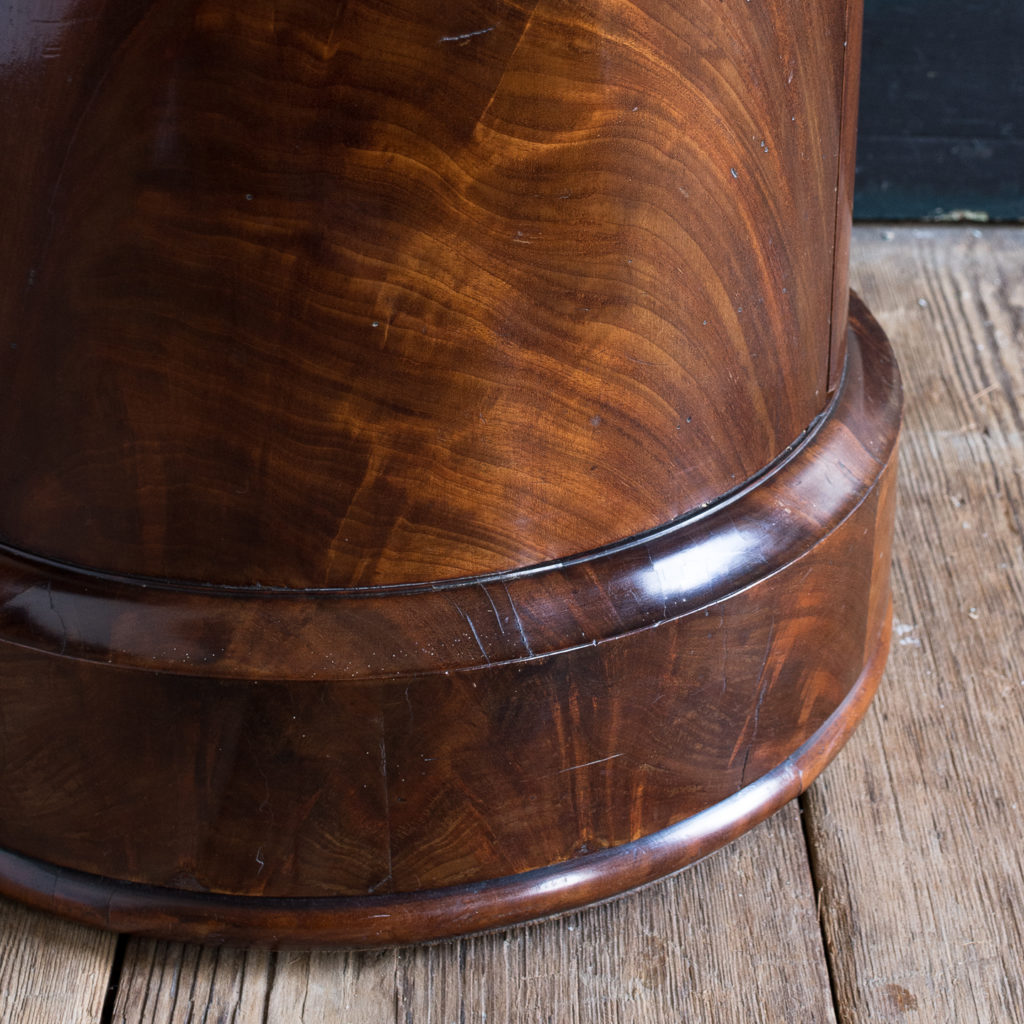 Nineteenth century flame mahogany cylindrical pot cupboard,-137977