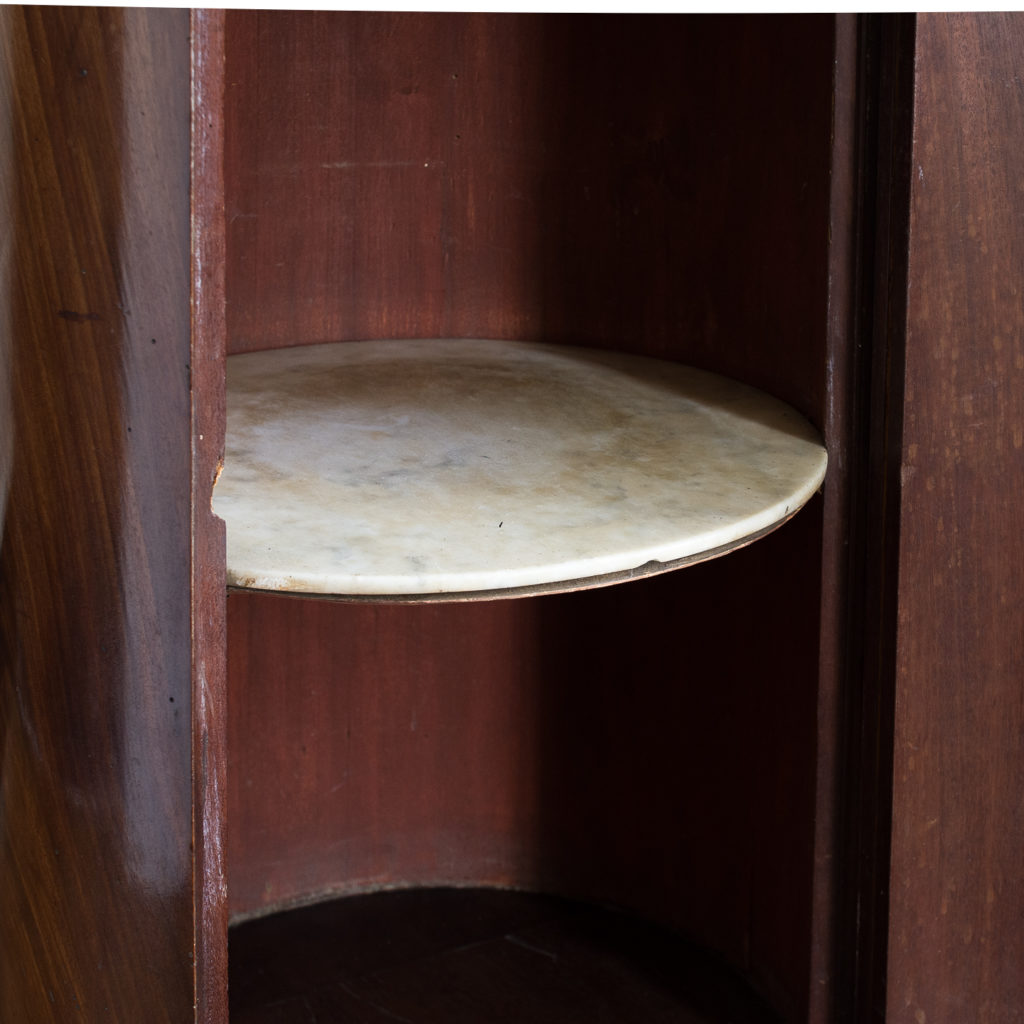 Nineteenth century flame mahogany cylindrical pot cupboard,-137979