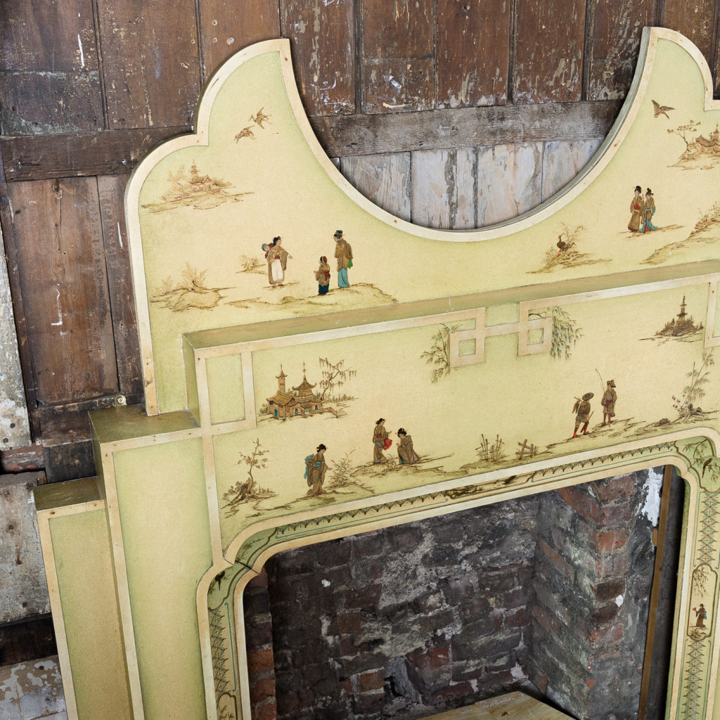 Chinoiserie Art Deco hand painted and parcel-gilt chimneypiece,-137612