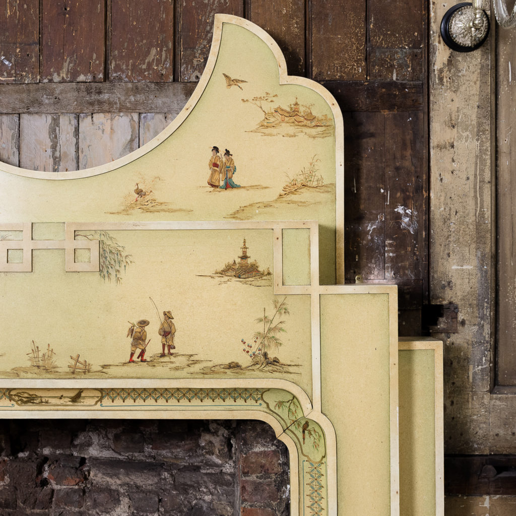 Chinoiserie Art Deco hand painted and parcel-gilt chimneypiece,-137593