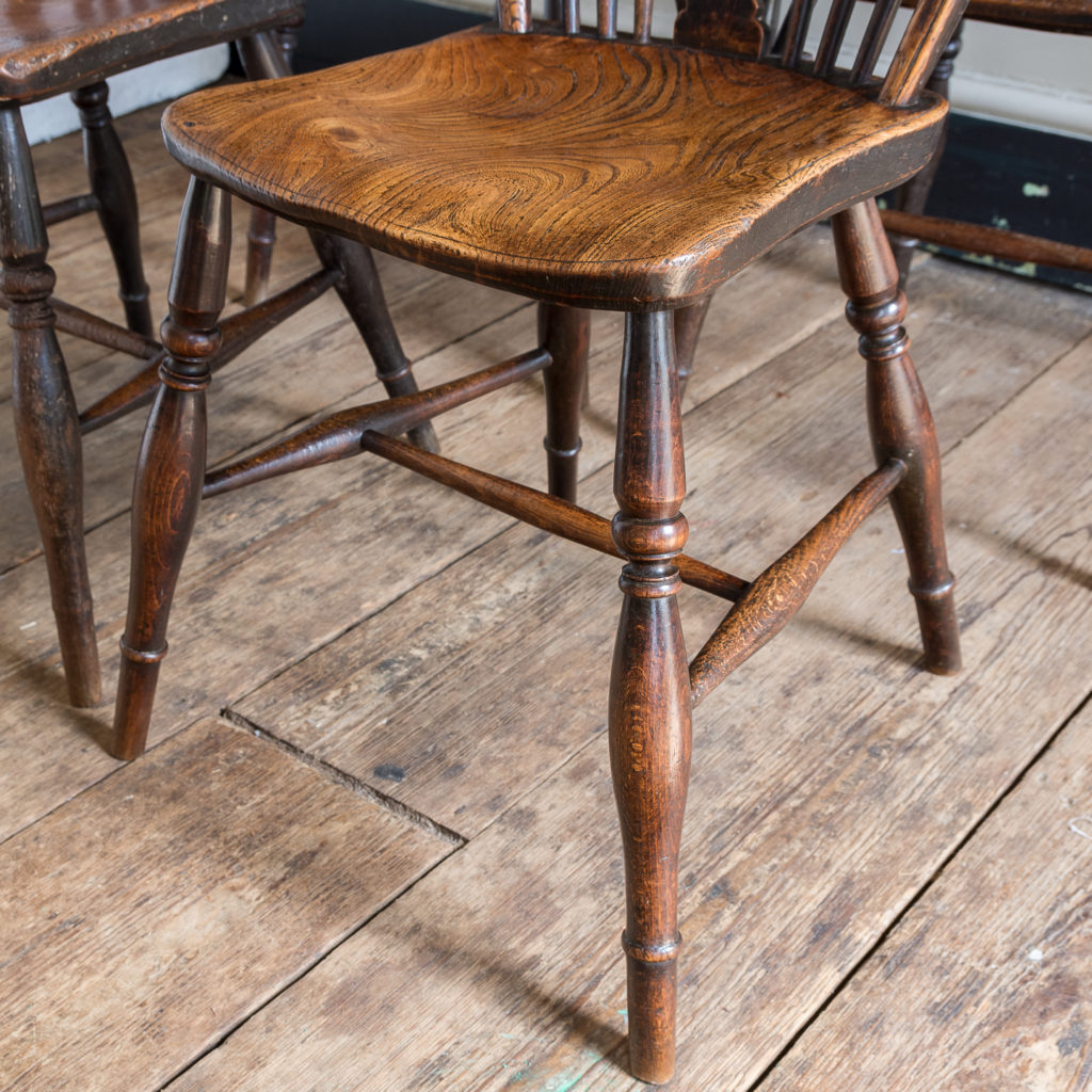 Set of four nineteenth century wheelback Windsor chairs,-137953