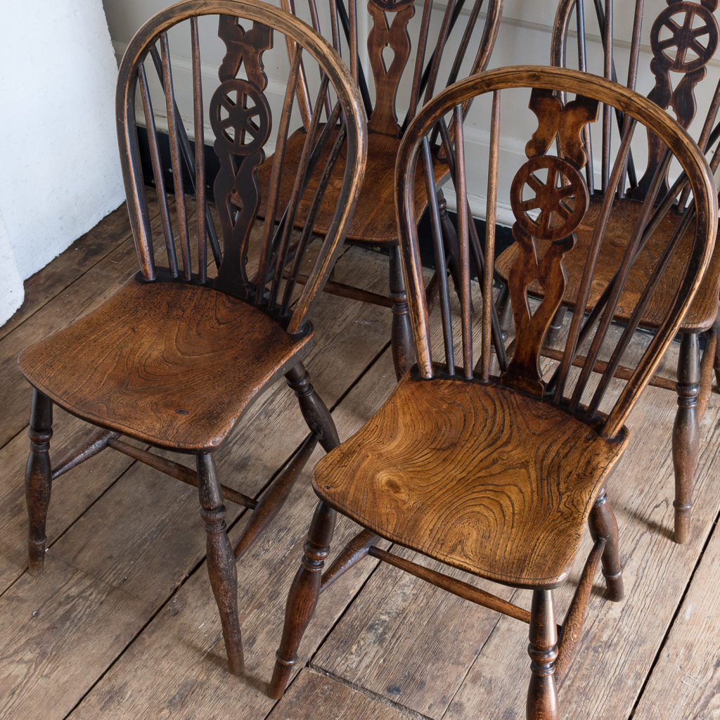 Set of four nineteenth century wheelback Windsor chairs,-137954