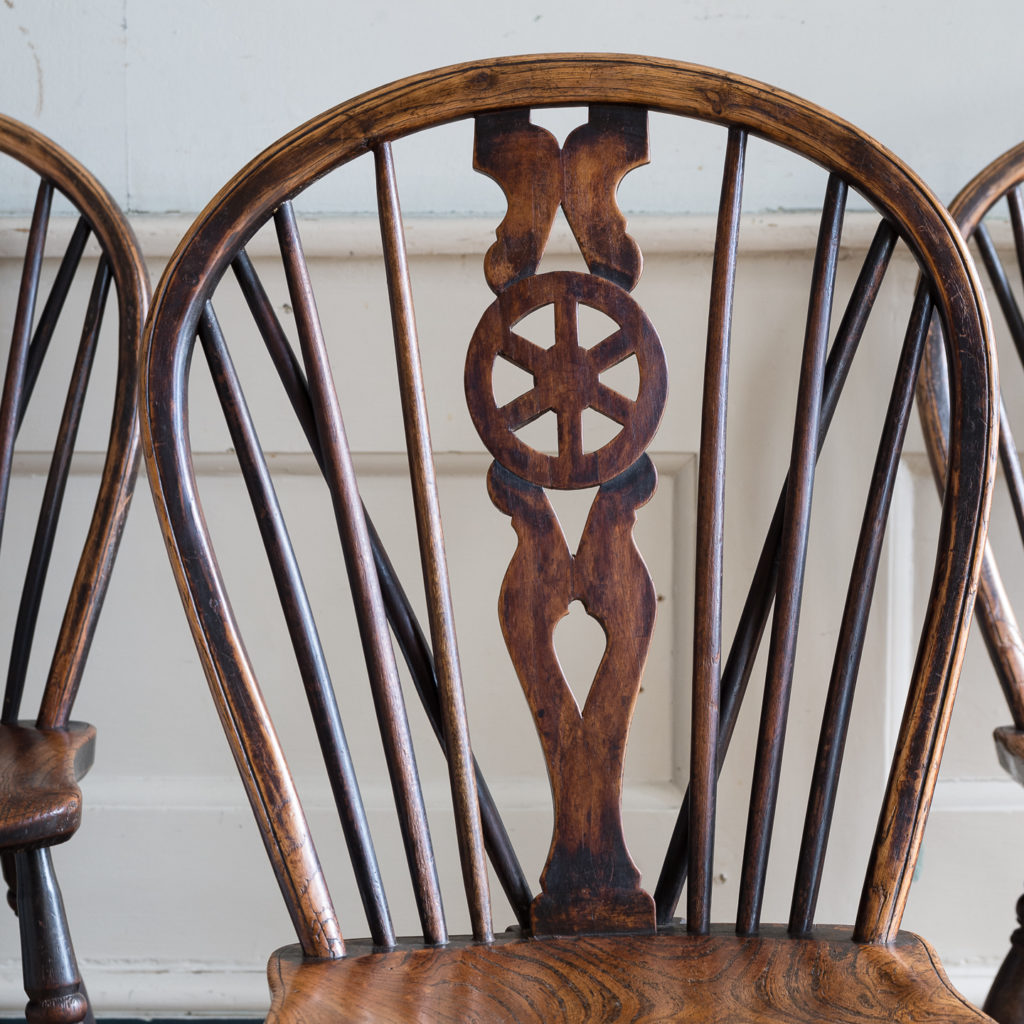 Set of four nineteenth century wheelback Windsor chairs,-137948